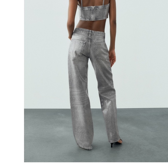 Zara Sequin Jeans NWT - Picture 3 of 6